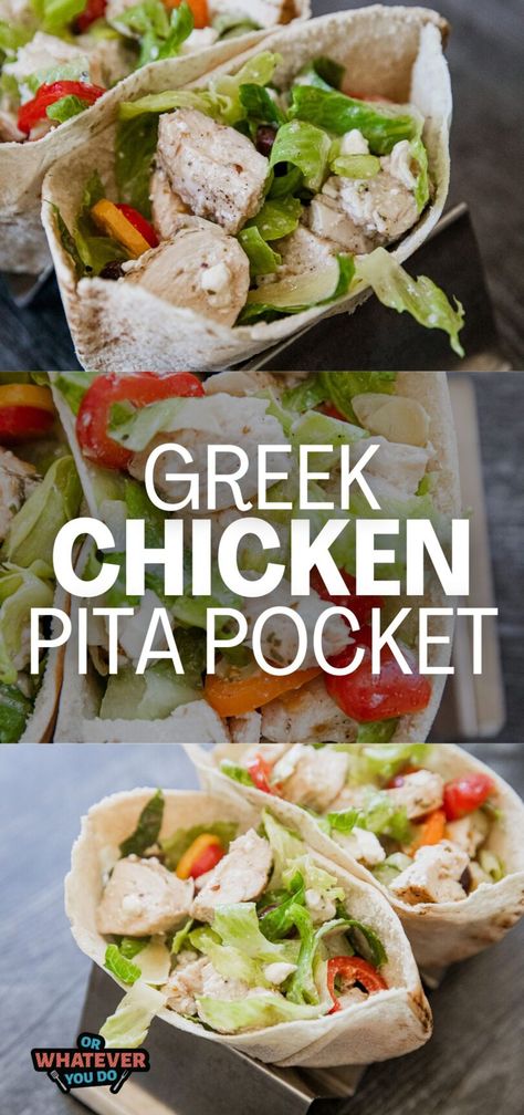 Greek Chicken Pita Pockets Pita Pocket Recipes Lunches, Chicken Pita Pockets, Chicken Pita Recipes, Grilled Marinated Chicken, Prime Rib Recipe Easy, Greek Chicken Pita, Pocket Recipes, Pita Pocket Recipes, Delicious Wraps