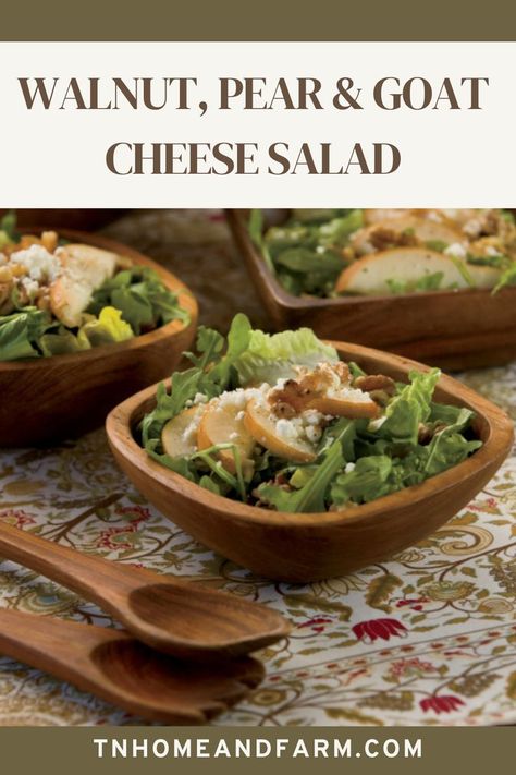 Walnut, Pear and Goat Cheese Salad Goats Cheese, Pear Recipes, Walnut Salad, Goat Cheese Salad, Cheese Salad, Recipes To Make, Goat Cheese, Dinner Table, Goats