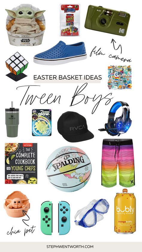 Teen Guy Easter Basket, Easter Basket Ideas For Pre Teen Boys, Different Easter Basket Ideas, Easter Basket Ideas For Boys 6-8, Travel Easter Basket Gift Ideas, Practical Easter Basket Ideas For Kids, Easter Basket For 12 Year Boy, Easter Basket Fillers For Kids, Easter Basket Ideas For 8-10 Year Boys