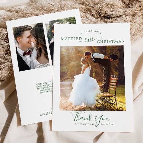 $2.70 | Minimal Green Married Little Christmas 3 Photos #whimsical typography template k100, rustic winter holiday photo, holiday and wedding thank you, elegant married little christmas, simple christmas thank you, calligraphy newlywed christmas photo, modern handlettering script just married, minimalist three photos thank you, green white bride and groom, classy country farmhouse year 2023 Couple Christmas Card, Whimsical Typography, Newlywed Christmas, Photo Thank You Cards, White Typography, Christmas Thank You, Holiday Greeting, Simple Holidays, Christmas Couple