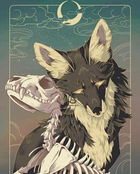 I Lost You, Skeleton Drawings, Arte Peculiar, Lost You, My Memory, Wolf Drawing, Canine Art, Dark Art Illustrations, Fantasy Creatures Art