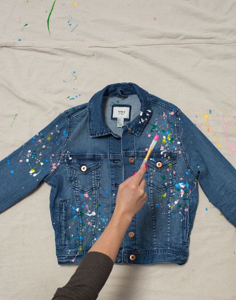 Diy Denim Jacket, Painted Clothes Diy, Hand Painted Denim Jacket, Diy Jeans, Denim Art, Painted Denim Jacket, Painted Jacket, Diy Jacket, Splatter Paint