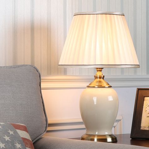 Middle Century Teal Table Lamp with Ceramic Base Living Room HY120 Side Table Lamp Decor, White Table Lamp Living Room, White Side Lamps, White Lamps Bedroom, Tall White Bedside Table Lamps, Reading Lamp Bedroom, Table Lamp Decor, Large White Table Lamp, Luxury Ceramic Lamps For Bedroom