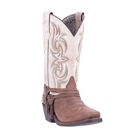 Laredo Women's Myra Ankle Fringe Western Boot Square Toe Sand 9 M #afflink Brown Western Boots, Sand Shoes, White Leather Boots, Dresses With Cowboy Boots, Square Toe Western Boots, White Cowboy Boots, Boots Square Toe, Cowgirl Boot, Dan Post