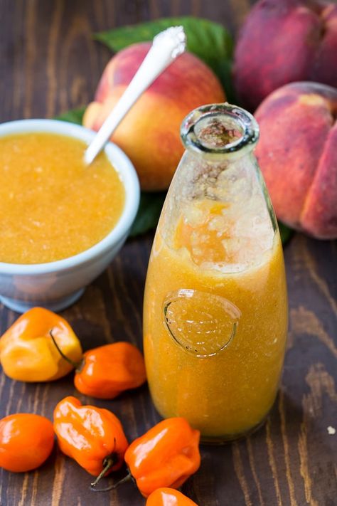 Peach Habanero Hot Sauce Habanero Hot Sauce Recipe Canning, Recipe With Peaches, Habanero Hot Sauce Recipe, Habanero Recipes, Hot Pepper Recipes, Hot Sauce Recipe, Habanero Sauce, Homemade Hot Sauce, Habanero Hot Sauce