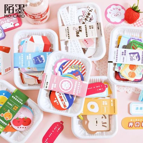 Creative Notebooks, Drink Stickers, Stationery Stickers, Korean Stationery, Stickers Kawaii, 카드 디자인, Food Stickers, Paper Sticker, Stickers Set