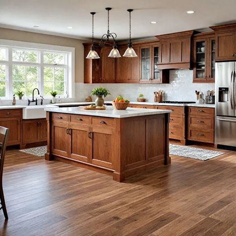 40 Country Kitchen Ideas for A Warm and Inviting Space Warm Kitchen Ideas, Warm Kitchen Colors, Small Colonial, Colonial Kitchen Remodel, Traditional Style Kitchen, Country Kitchen Ideas, Warm Wood Flooring, Farmhouse Designs, Cozy Breakfast