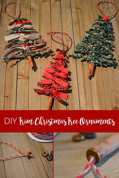 Christmas Tree Ornaments Diy Rustic, Sewn Christmas Ornaments, Ribbon Christmas Tree, Plaid Christmas Decor, Christmas Tree Decorating Themes, Diy Christmas Tree Ornaments, Fabric Christmas Trees, Ornament Diy, Christmas Tree Decorations Diy