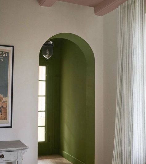 Archway Decor, Arched Doorways, Hallway Paint, Green Hallway, Arch Doorway, Green Walls, Colorado Homes, Modern Farmhouse Kitchens, Color Inspo