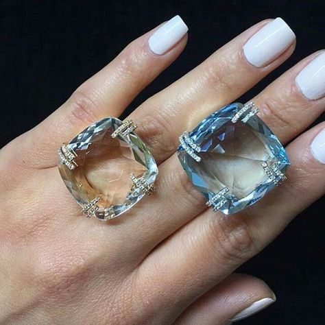 Edwardian Jewelry, Aquamarine Jewelry, Big Rings, Fancy Jewelry, Bling Rings, If Only, Girly Jewelry, Exquisite Jewelry, White Rose Gold