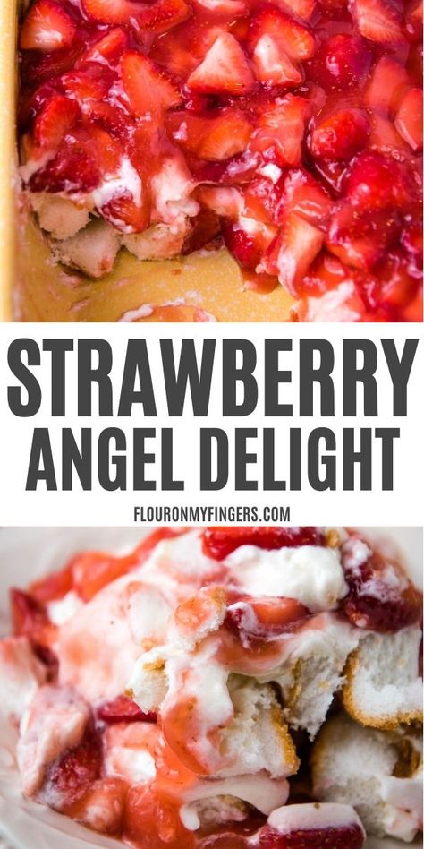 Strawberry Angel Delight, Angel Delight Dessert, Angel Food Cake Recipes With Fruit, Desserts Using Angel Food Cake, Recipe With Angel Food Cake, Strawberry Shortcake With Angel Food, Strawberry Lush Dessert, Strawberry Angel Food Cake Dessert, Strawberry Angel Food Cake