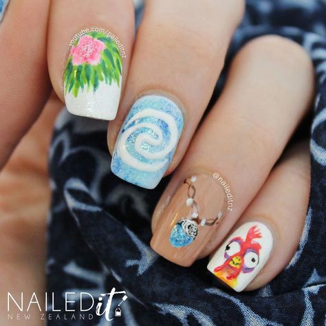 Moana Nails Moana Nails, Purple Toe Nails, Disney Nail Designs, Disney Inspired Nails, Disney Acrylic Nails, Cruise Nails, Natural Nail Art, Fantasy Nails, Nail Art Disney