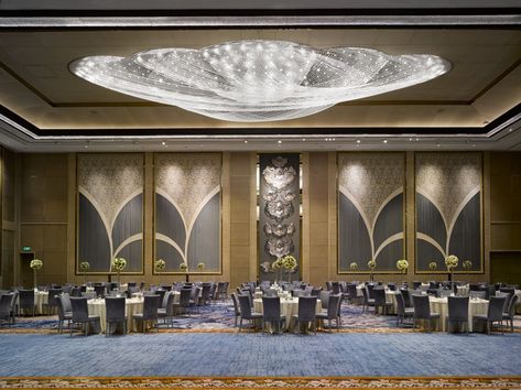 Gallery Wedding Banquet Hall, Indoor Pool Design, Exhibition Stall Design, Hotel Ballroom, Interior Design Student, Hall Lighting, Shangri La Hotel, Wall Panel Design, Party Hall