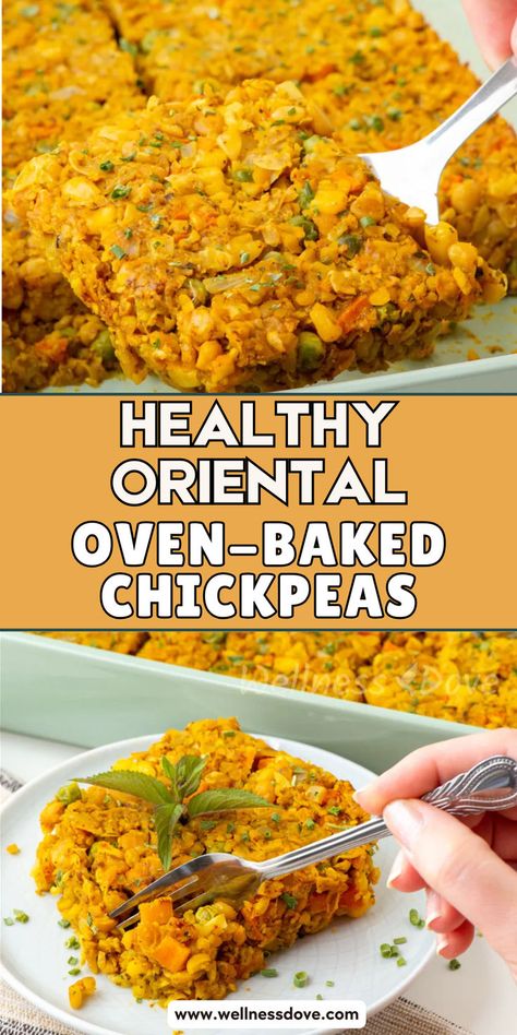 Elevate your healthy eating with these unique Oriental Oven-Baked Chickpeas! Rich in complex carbohydrates and flavored with a variety of spices, they’re a comforting and filling option that’s great for lunchboxes or quick dinners. Veggie Bake, Whole Foods Vegan, Vegan Casserole, Cashew Sauce, Baked Veggies, Plant Based Dinner, Complex Carbohydrates, Quick Dinners, Vegan Options