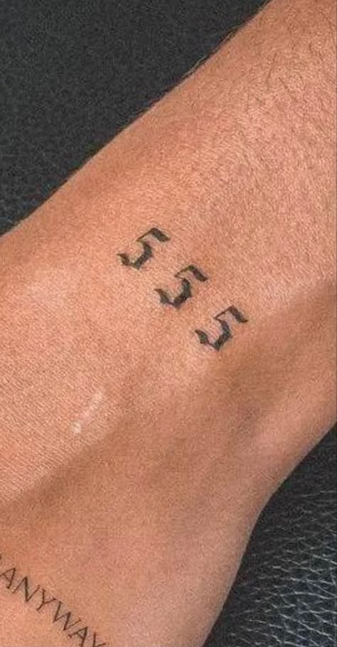 Small 555 Tattoo, 555 Arm Tattoo, Angel Number 555 Tattoo, 555 Font, 555 Angel Numbers Tattoo, 555 Tattoo Ideas, Number 5 Tattoo, 555 Aesthetic, Angel Numbers Tattoo