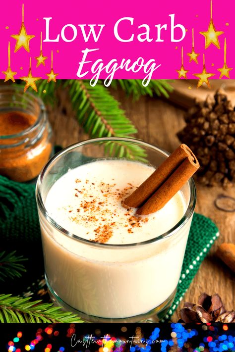 Low Carb Eggnog - A Keto Friendly Holiday Cocktail. Smooth, sweet, rich and spicy. Sounds like the the perfect Christmas Date doesn't it? Easy Low Carb Eggnog is the perfect way to ring in the holidays. #easyketo #castleinthemountains #lowcarbcocktails #lowcarbchristmasrecipes Low Carb Eggnog Recipe, Low Carb Christmas Recipes, Low Carb Christmas, Low Carb Cocktails, Keto Drinks, Keto Christmas, Boiled Egg Diet Plan, No Carb Recipes, Eggnog Recipe