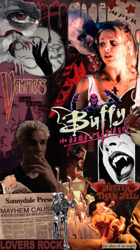 #vampire #buffythevampireslayer #buffy #buffysummers #buffyandspike #buffyverse #spike #halloween #spooky #red #aestehthic Buffy Style, Autumn Phone Wallpaper, Vampire Kiss, Spike Buffy, Horror Movie Icons, Buffy Summers, Bullet Journal Aesthetic, Buffy The Vampire, Fictional Crushes