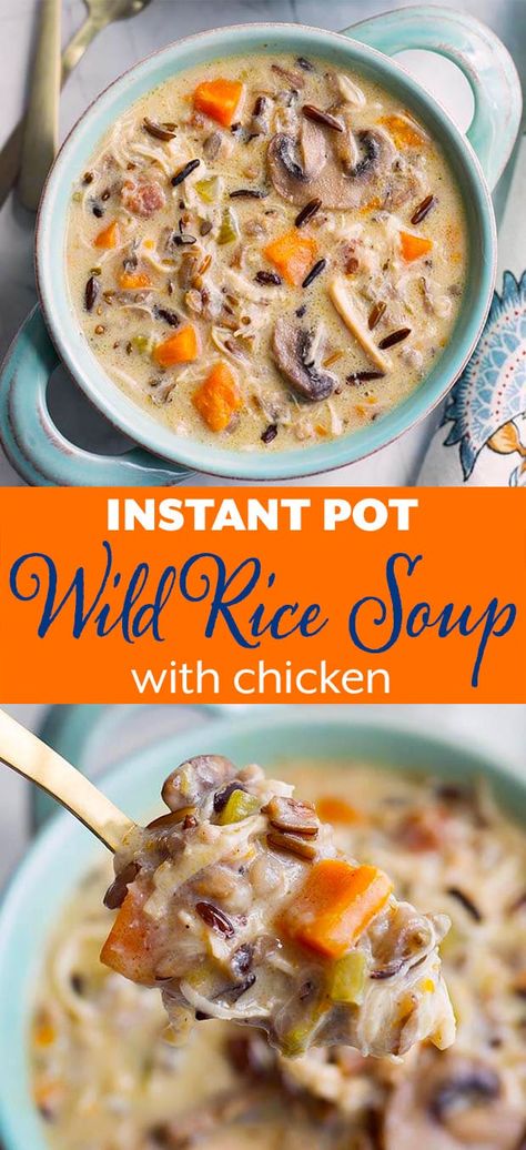 Instant Pot Wild Rice Soup, Instant Pot Wild Rice, Instant Pot Yogurt Recipe, Wild Rice Soup Recipes, Soup With Chicken, Chicken Wild Rice Soup, Rice Soup Recipes, Pot Recipes Healthy, Pot Recipes Easy