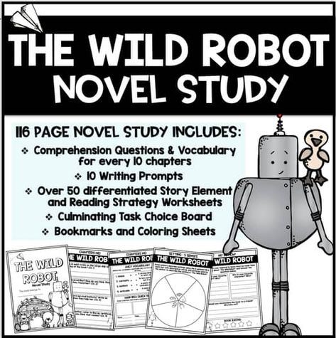 The Wild Robot - Novel Study - Comprehension, Vocab, Culminating & More! Story Elements Worksheet, Wild Robot, Peter Brown, Guided Reading Books, Pre Reading Activities, The Wild Robot, Balanced Literacy, Novel Study, Story Elements