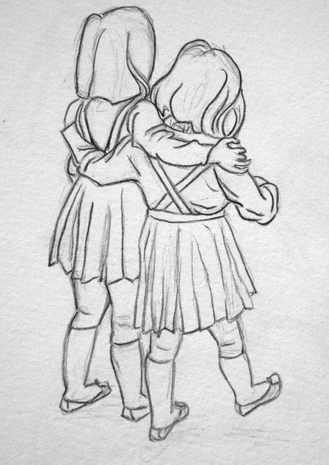 Sisters; pencil sketch. By Olivia Knibbs. 2 Sisters Drawing Easy, Half Face Drawing, Pencil Drawings Tumblr, Sisters Drawing, Cool Animals, Tumblr Drawings, Best Friend Drawings, Drawings Of Friends, Outline Drawings