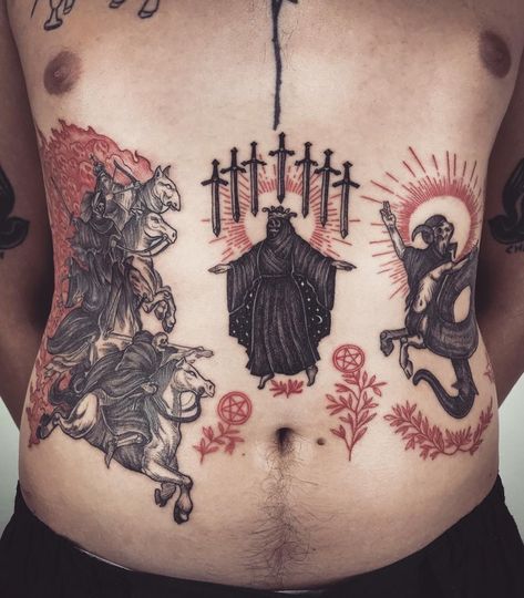 Micah Ulrich, Nine Of Swords, Skyrim Tattoo, Satanic Tattoos, Russian Tattoo, Medieval Tattoo, Neotraditional Tattoo, Occult Tattoo, Throat Tattoo