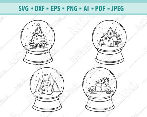 Snow Globe Svg Glass Snowball Svg Winter Scene Svg - Etsy Australia Globe Tattoos, Snowman Clipart, Winter Szenen, Winter Svg, Snowy Winter, Christmas Drawing, Christmas Scene, Winter Scene, Svg Christmas