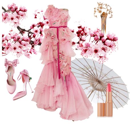 Cherry blossoms in spring Outfit | ShopLook Japanese Cherry Blossom Outfit, Sakura Blossom Outfit, Cherry Blossom Themed Outfit, Cherry Blossom Inspired Outfit, Sakura Dress Cherry Blossoms, Cherry Blossom Gown, Sakura Outfits Cherry Blossoms, Sakura Inspired Outfits, Courthouse Outfit