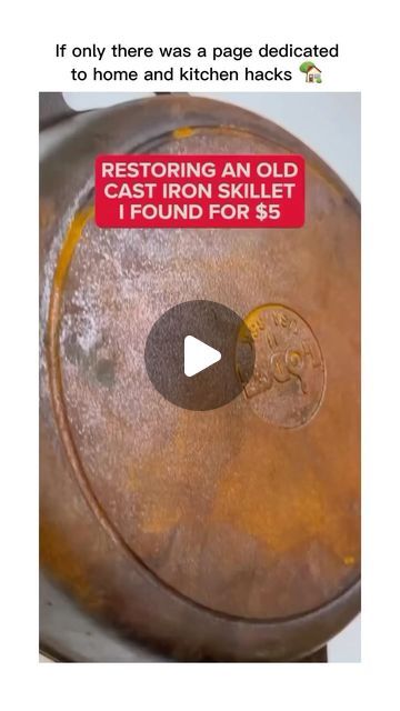 Kitchen | cleaning | organization on Instagram: "@buzzfeedtasty How to easily restore your rusted cast iron pan 😌" Cast Iron Pan Care, Reseason Cast Iron, Cleaning Cast Iron Pans, Restore Cast Iron, Cleaning Cast Iron Skillet, Iron Cleaning, Seasoned Cast Iron Pan, Cast Iron Care, Carbon Steel Pan