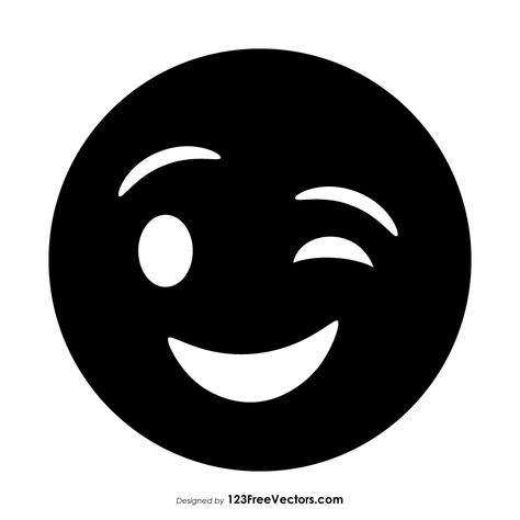 Black Winking Face Emoji  - https://www.123freevectors.com/black-winking-face-emoji-85456/ Arrow Design Graphic, Chat Cute, Winking Face Emoji, Black Emoji, Agar.io Skins, Emoticon Faces, Winking Face, Caricature Cartoon, Single Quotes Funny