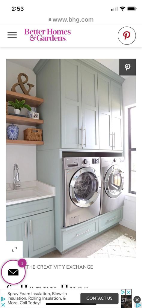 Raised Washer And Dryer, Landry Room, Pink Laundry Rooms, Small Utility Room, Mudroom Remodel, Mudroom Makeover, Dallas House, Tiny Laundry Rooms, Garage Laundry