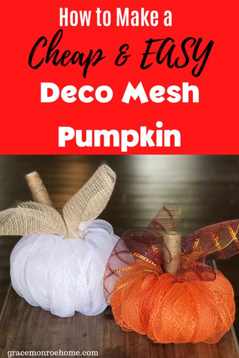 How To Make a Deco Mesh Pumpkin | Grace Monroe Home Grace Monroe, Mesh Pumpkin, Deco Mesh Pumpkin, Pumpkin Easy, Mesh Garland, Deco Mesh Garland, Deco Mesh Crafts, Deco Mesh Wreaths Tutorials, Deco Mesh Wreaths Diy