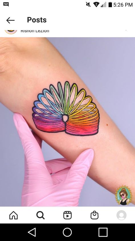 Slinky Tattoo, Triangle Tattoo, Watercolor Tattoo, Cuff Bracelets, Cuff, Rainbow, Tattoos, Instagram