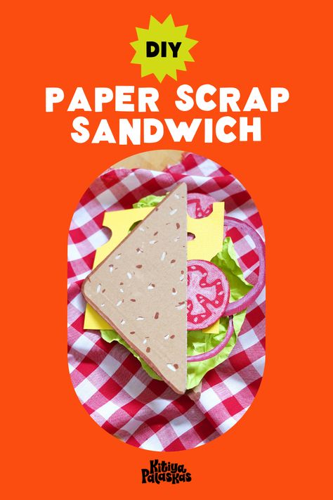 Try this fun kids craft activity! Raid your recycling bin for paper and cardboard and craft your fillings to create this playful sandwich prop. Find out how and download my free Craft Break Activity Book, filled with easy and accessible craft projects for the whole family. #DIY #SustainableCraft #CheapCraft #KidsDIY #DiyProjects #Upcycle #HolidayCraft #ArtActivity Paper Sandwich Craft, Cheap Crafts, Fun Easy Crafts, Free Activities, Scrap Paper, Cardboard Crafts, Fun Crafts For Kids, Imaginative Play, Craft Activities For Kids