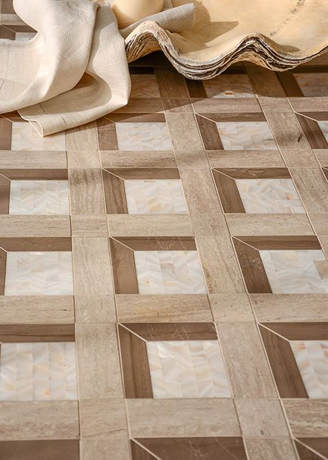 Side image Tile To Wood Transition, Ravenna Mosaics, Wood Floor Pattern, Wood Floor Finishes, New Ravenna, Mosaic Tile Patterns, Mosaic Floor, Flooring Inspiration, Handmade Mosaic