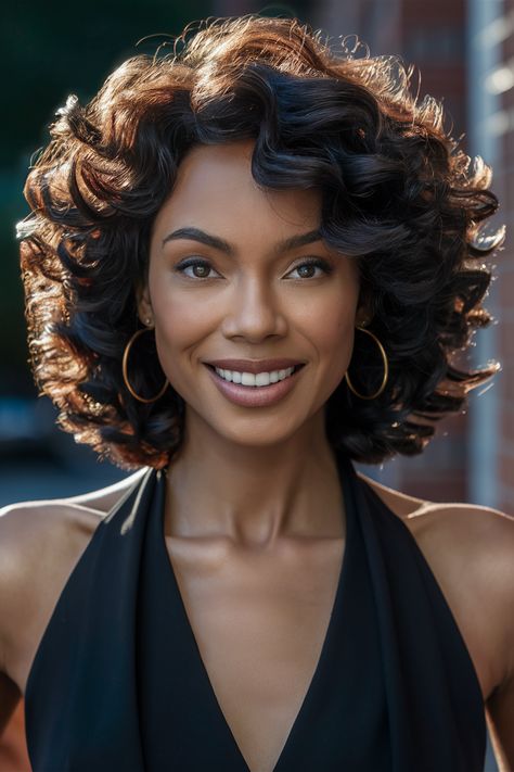 Elevate your look with stunning wavy natural hairstyles for black women that celebrate your beautiful curls. This effortless hairstyle effortlessly combines elegance with texture, creating a romantic vibe perfect for any occasion. From loose waves to defined curls, channel your inner goddess and embrace your natural beauty. Explore how versatile and stylish your hair can be while feeling confident and radiant. #NaturalHairstyles #BlackWomen #WavyHair #Curls Medium Layered Haircuts Black Hair, Layered Haircuts Black Hair, Haircuts Black Hair, Black Hair Beauty, Natural Hairstyles For Black Women, Hair Styles Ideas, Medium Layered Haircuts, Medium Layered Hair, Medium Curly