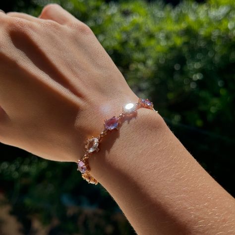 Lilia bracelet, available on the shop now through early november💕 comes in lilac, light blue, and pink! ✨ #whimsical #jewellery #bracelet Blue And Pink, Lilac, Shop Now, Light Blue, Bracelet, Pink, Blue, Quick Saves