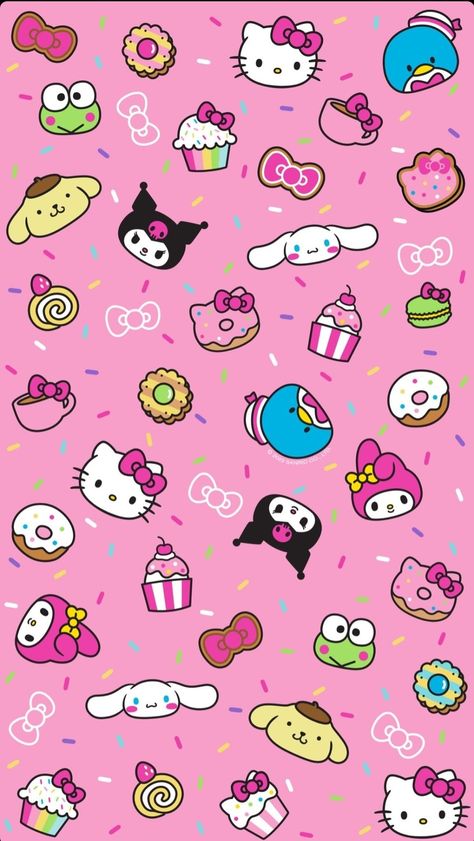 Kitty Wallpaper, Hello Kitty Wallpaper, Full Hd, Cartoon Characters, Donuts, Hello Kitty, Kitty, Wallpapers, Pink