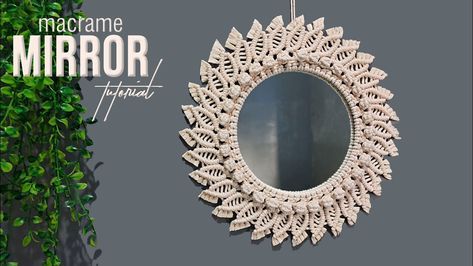 Macrame Mirror Tutorial, Diy Macrame Mirror, Macrame Mirrors, Mirror Tutorial, Macrame Mirror, Diy Macrame, Leaves Pattern, Macrame Patterns, Macrame Diy