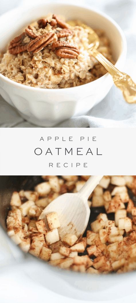 Healthy Apple Pie Oatmeal, Warming Foods, Fiber Meals, Apple Pie Oatmeal, Healthy Apple Pie, Fall Feeling, Healthy Oatmeal Recipes, Apple Breakfast, Breakfast Oatmeal Recipes