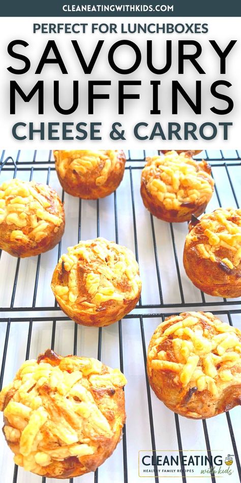 wire rack with savoury cheese and carrot muffins Shredded Carrot Recipe, Cider Muffins, Apple Cider Muffins, Clean Eating With Kids, Baby Muffins, Veggie Muffins, Tea Time Treats, Savoury Muffins, Paleo Muffins