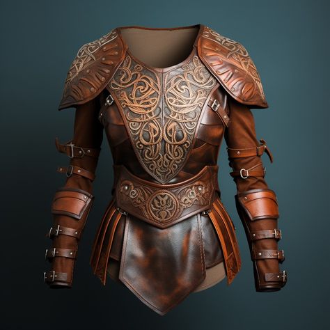 Leather Armor Women, Light Leather Armor, Leather Armor Fantasy, Feminine Armor, Fantasy Leather Armor, Copper Armor, Viking Armour, Studded Leather Armor, Elven Armor