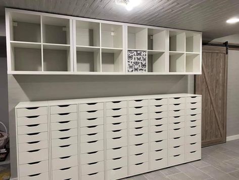 Craft Room Layouts, Ikea Craft Storage, Nordli Ikea, Office Craft Room Combo, Craft Room Organisation, Craft Room Tables, Craft Storage Cabinets, Ikea Craft Room, Craft Room Furniture