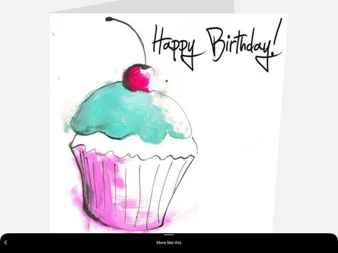 Watercolor Birthday Cards For Men, Watercolour Cupcake, Watercolour Cards Simple, Watercolor Birthday Card Ideas, Watercolor Cupcake, Diy Watercolor Cards, Cupcake Birthday Cards, Cupcake Illustration, Lovers Card