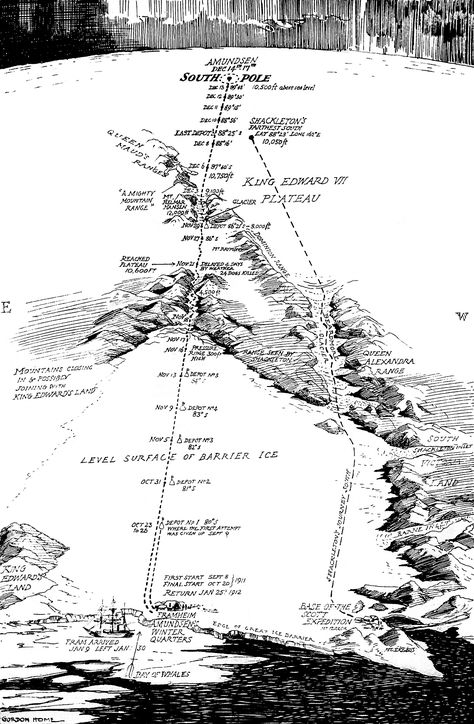 Map of Amundsen's route Robert Falcon Scott, Arctic Explorer, Ernest Shackleton, Roald Amundsen, Pole Bear, British Party, Arctic Explorers, Heroic Age, Fundraising Activities