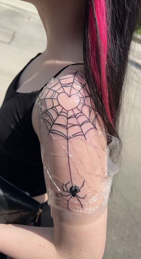 Spider Web Tattoo, Fashion Tattoo, Grunge Tattoo, Web Tattoo, Goth Tattoo, Neck Tattoos Women, Elbow Tattoos, Dope Tattoos For Women, Shoulder Tattoos For Women