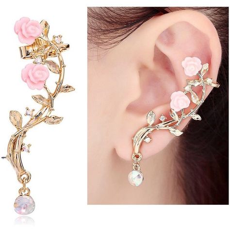 CIShop Pink Rose Diamond Ear cuff Earrings stud Punk Style Ear... ($22) ❤ liked on Polyvore featuring jewelry, earrings, accessories, piercings, brincos, diamond earrings, pink earrings, rose stud earrings, wrap earrings and ear cuff earrings Cincin Diy, Pink Diamond Earrings, Pink Diamond Jewelry, Anting Manik, Earrings Punk, Pink Stud Earrings, Ear Cuff Earrings, Rose Diamond, Diamond Ear Cuff