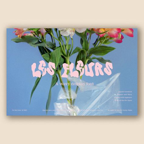 Les Fleurs wavy font by Emma Make Feminine Graphic Design, Y2k Font, Feminine Font, Flower Font, Wavy Font, Typography Graphic Design, Feminine Fonts, Flower Branding, Hand Drawn Fonts