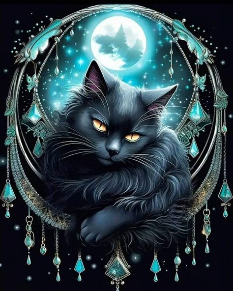 Starry Night Decor, Moon Fantasy Art, Crescent Moon Art, Night Decor, Cat Art Illustration, Moon Art Print, Halloween Drawings, 판타지 아트, Moon Art