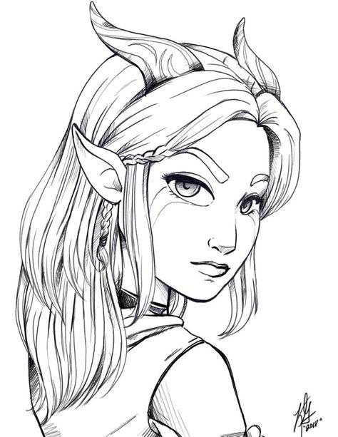 Elf Drawings Female, Fantasy Sketches Pencil, Drawing Ideas Fantasy Sketch, Drawing Fantasy Art Sketches, Easy Fantasy Drawings, Elf Drawing Sketches, Rayla Cosplay, Prince Coloring Pages, Elf Drawing