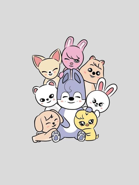 Skz Animals Drawing, Skzoo Transparent Png, Straykids Cartoon, Cute Skzoo Wallpaper, Stray Kids Animals, Stray Kids Plushies, Skz Animals, Skzoo Ot8, Stray Kids Cartoon